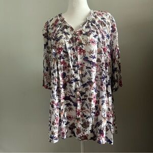 Umgee Multicolor Floral Boho  Tunic Lace, Size Medium